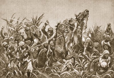La lucha alrededor de Tientsin: Carga de la Caballería Japonesa, ilustración de 